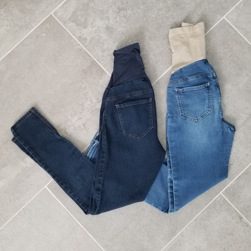 Bundle of 2 Indigo Blue maternity jeggings